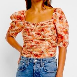 Express floral blush ruched top